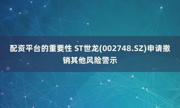 配资平台的重要性 ST世龙(002748.SZ)申请撤销其他风险警示