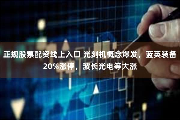 正规股票配资线上入口 光刻机概念爆发，蓝英装备20%涨停，波长光电等大涨