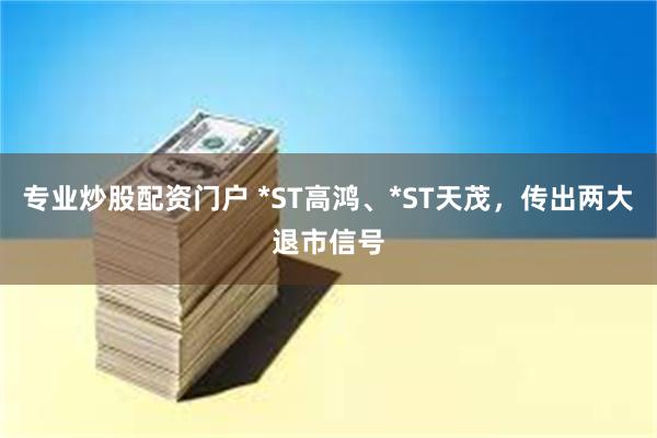 专业炒股配资门户 *ST高鸿、*ST天茂，传出两大退市信号